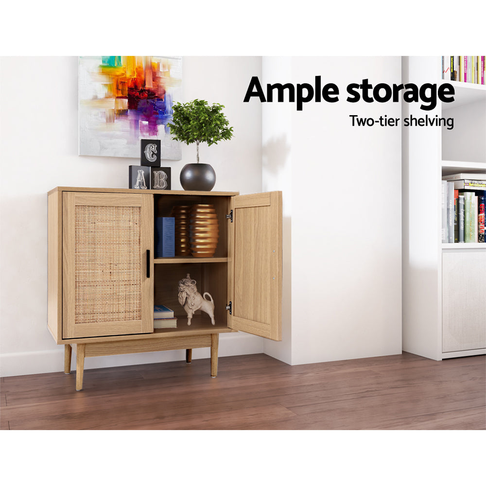 Artiss Rattan Buffet Sideboard 2 Doors - BRIONY Oak - Cosy Abode