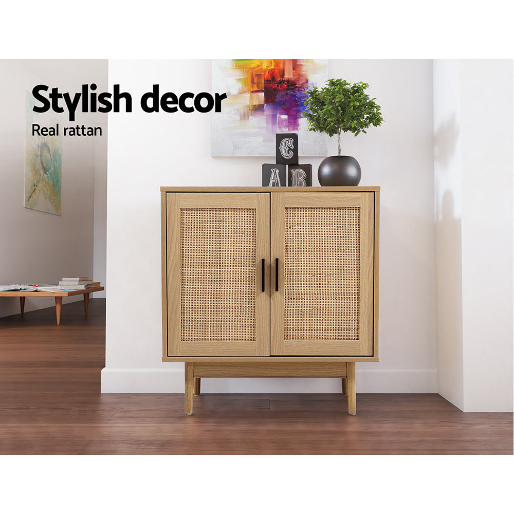 Artiss Rattan Buffet Sideboard 2 Doors - BRIONY Oak - Cosy Abode