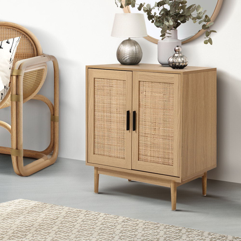 Artiss Rattan Buffet Sideboard 2 Doors - BRIONY Oak - Cosy Abode