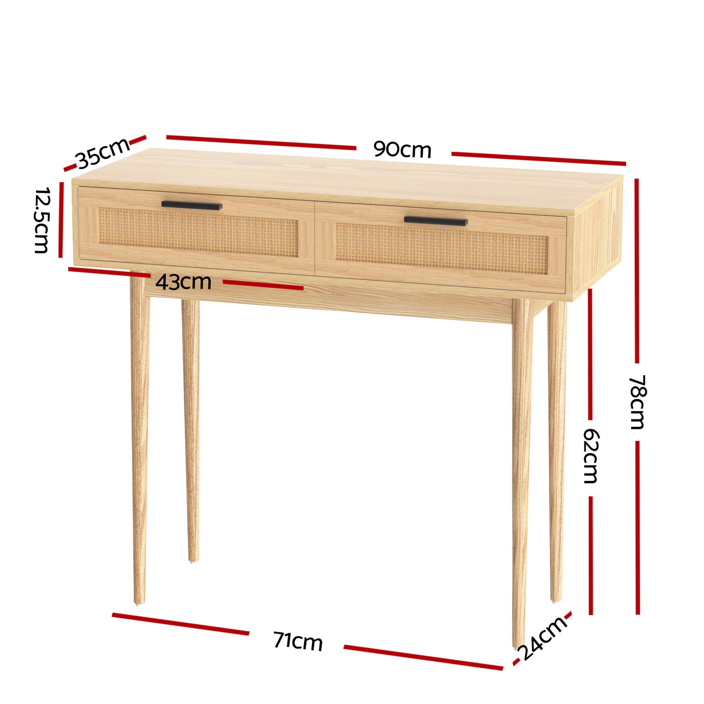 Artiss Console Table 2 Rattan Drawers - Cosy Abode