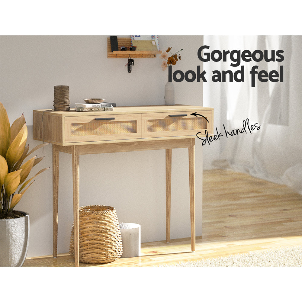 Artiss Console Table 2 Rattan Drawers - Cosy Abode