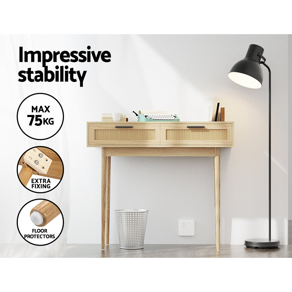 Artiss Console Table 2 Rattan Drawers - Cosy Abode