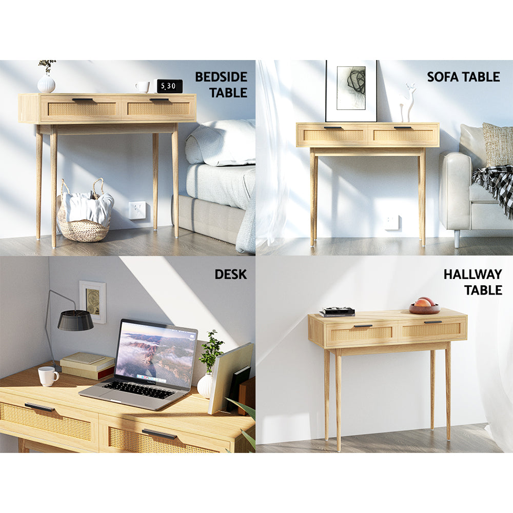 Artiss Console Table 2 Rattan Drawers - Cosy Abode
