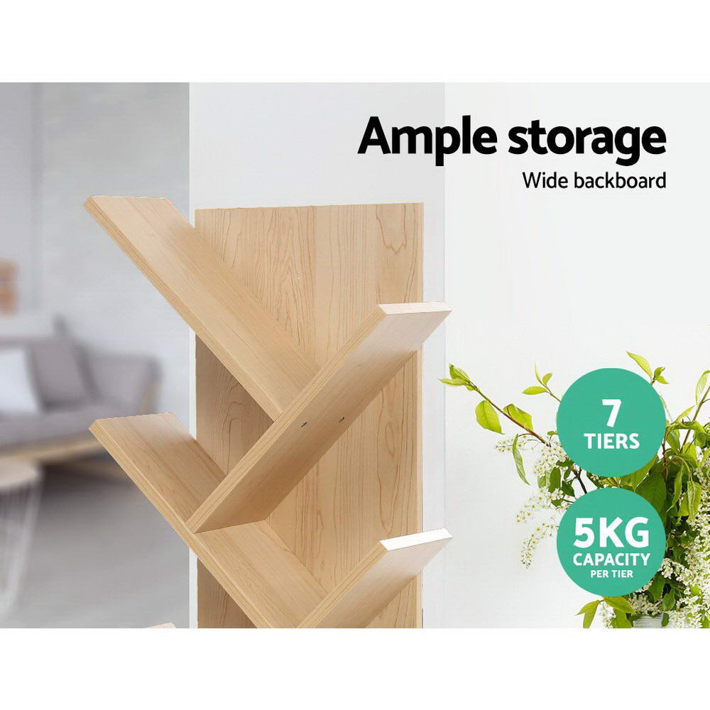 Artiss Tree Bookshelf 7 Tiers - ECHO Oak - Cosy Abode
