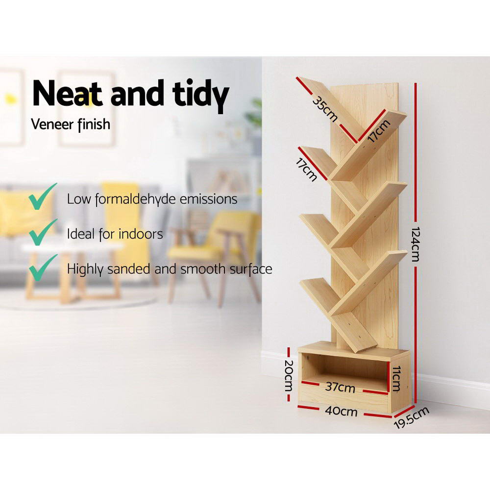 Artiss Tree Bookshelf 7 Tiers - ECHO Oak - Cosy Abode