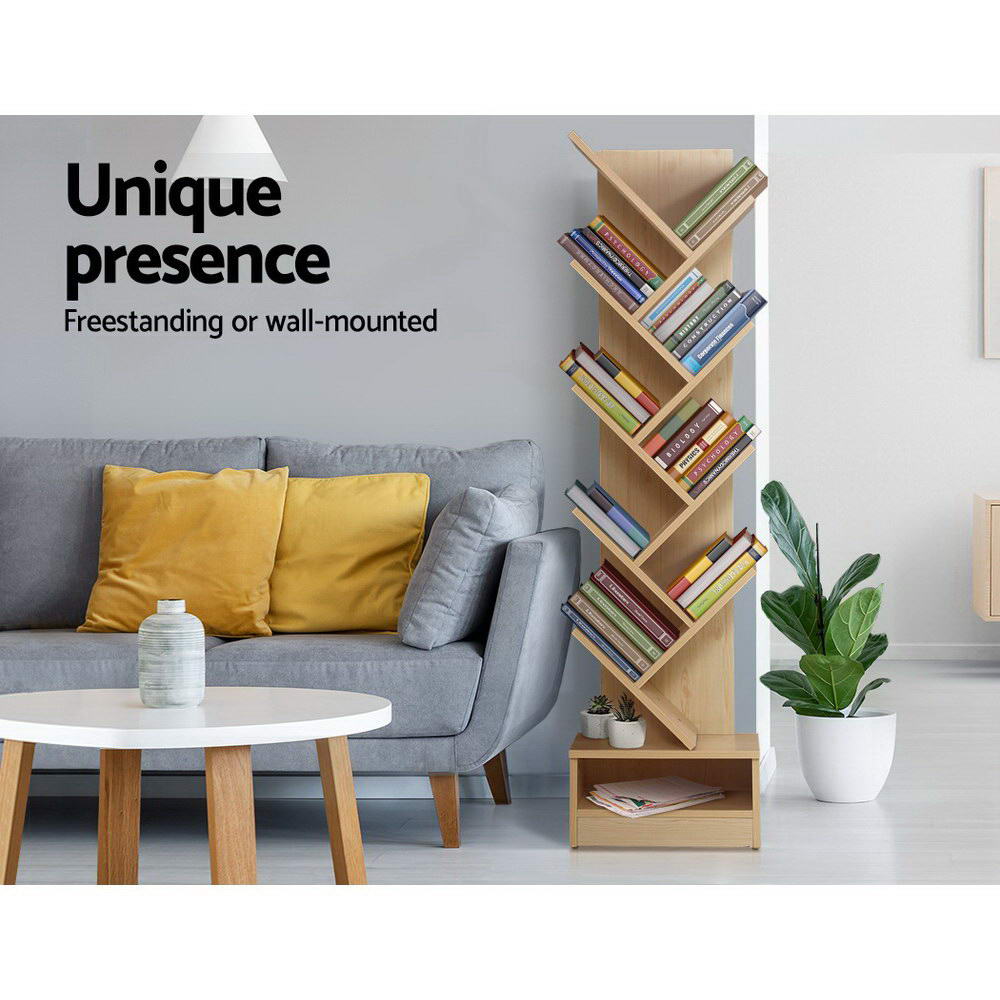 Artiss Tree Bookshelf 9 Tiers - ECHO Oak - Cosy Abode
