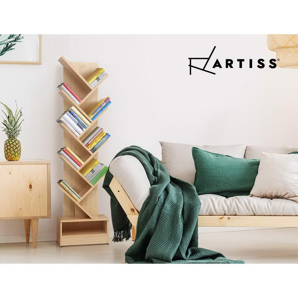 Artiss Tree Bookshelf 9 Tiers - ECHO Oak - Cosy Abode