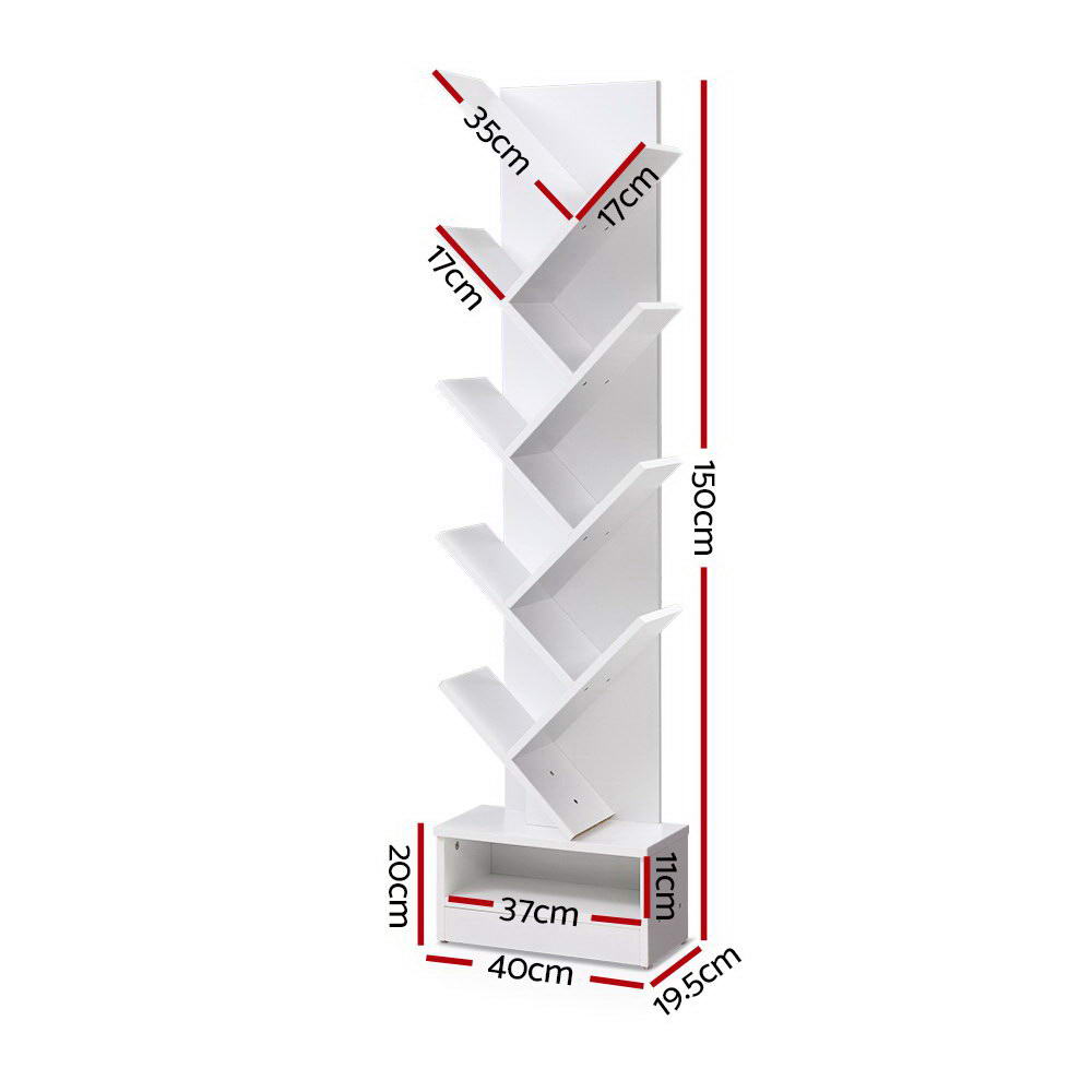 Artiss Tree Bookshelf 9 Tiers - ECHO White - Cosy Abode