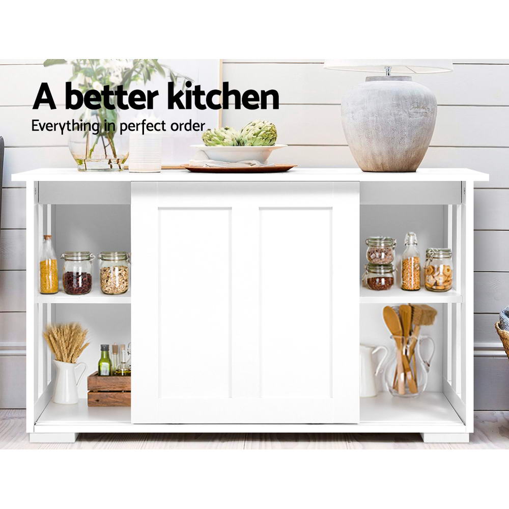 Artiss Buffet Sideboard Sliding Doors - SERA White - Cosy Abode