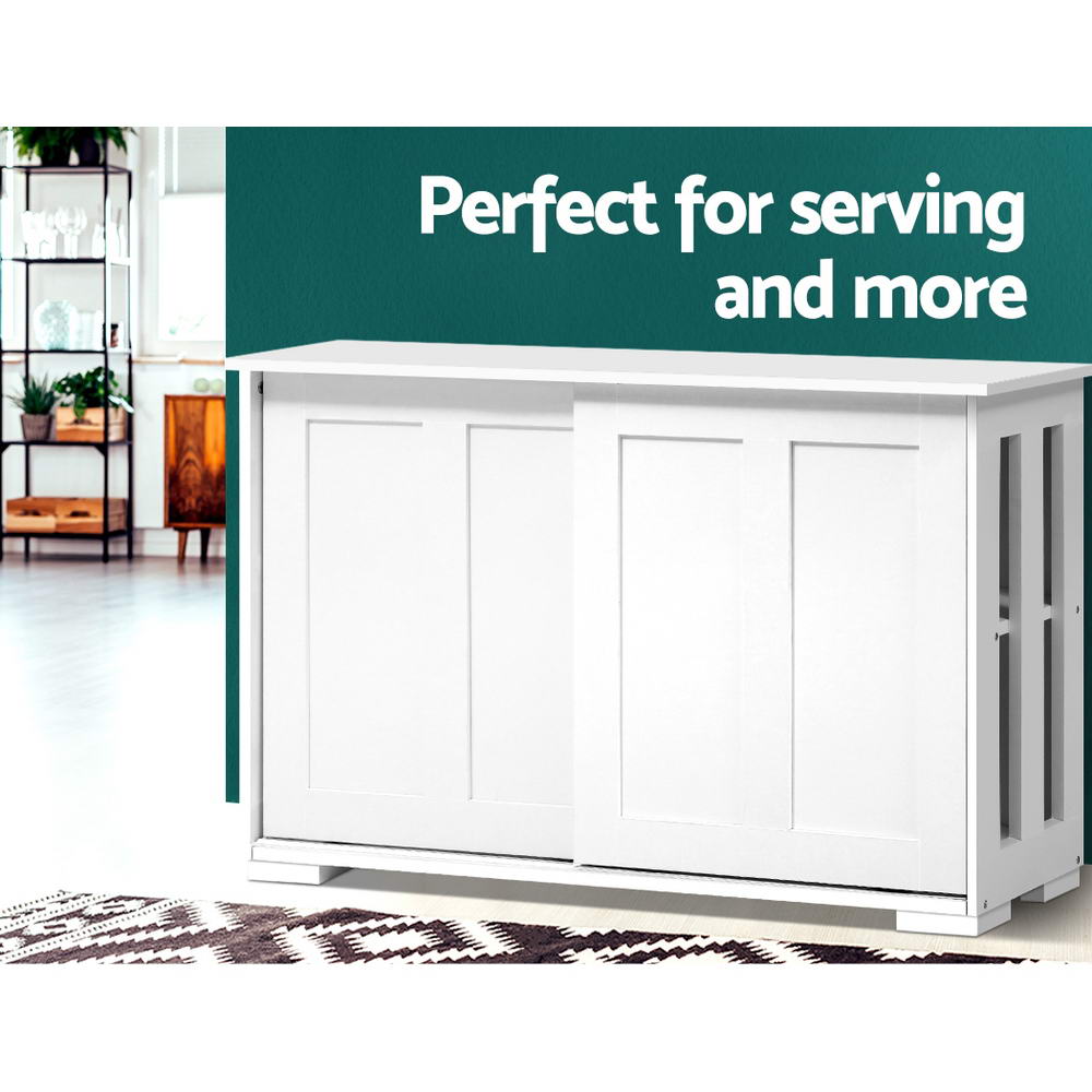 Artiss Buffet Sideboard Sliding Doors - SERA White - Cosy Abode
