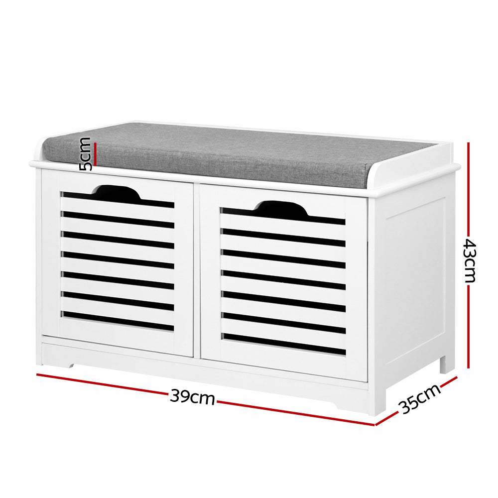 Artiss Shoe Cabinet Bench Storage Rack White Caye - Cosy Abode