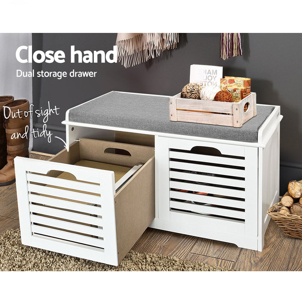 Artiss Shoe Cabinet Bench Storage Rack White Caye - Cosy Abode