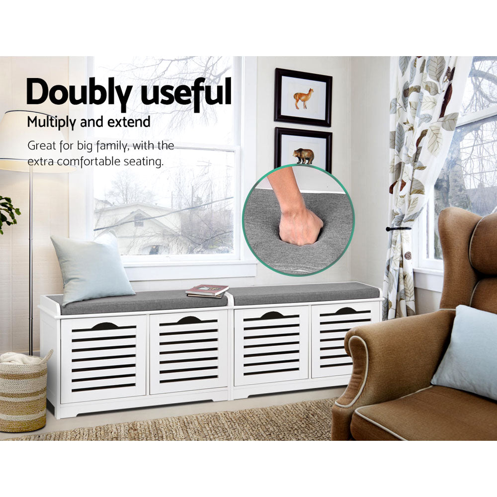 Artiss Shoe Cabinet Bench Storage Rack White Caye - Cosy Abode