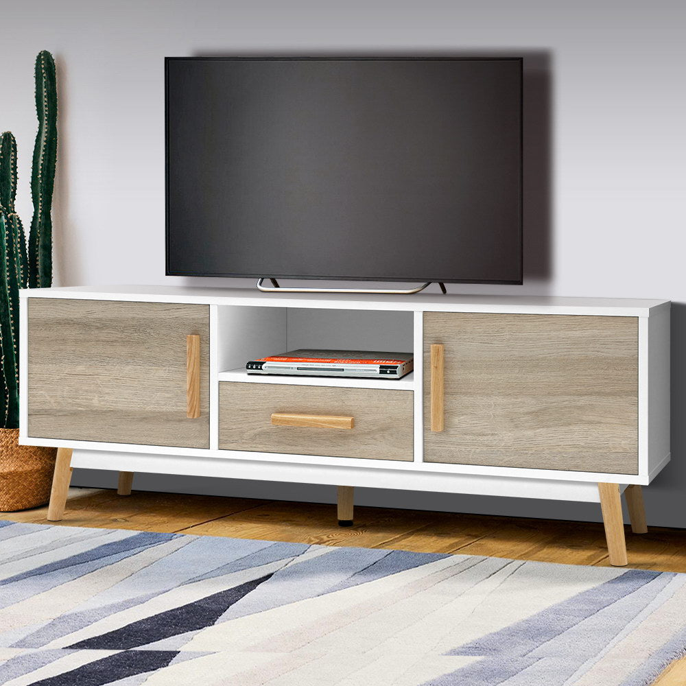 Artiss TV Cabinet Entertainment Unit 120cm Wood White Gino - Cosy Abode
