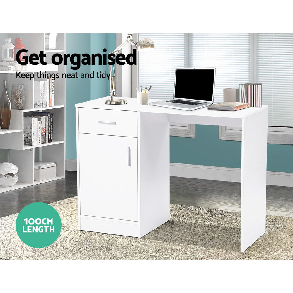 Artiss Computer Desk Drawer Cabinet White 100CM - Cosy Abode