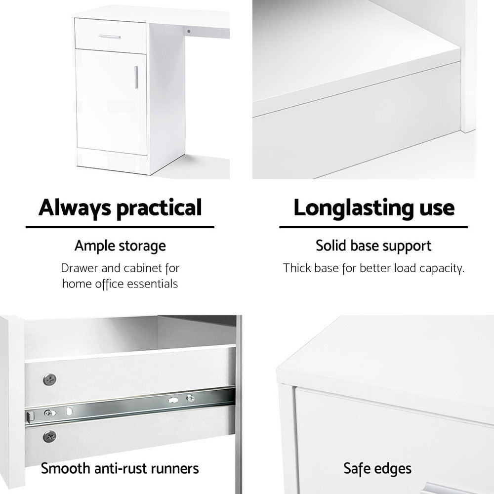 Artiss Computer Desk Drawer Cabinet White 100CM - Cosy Abode