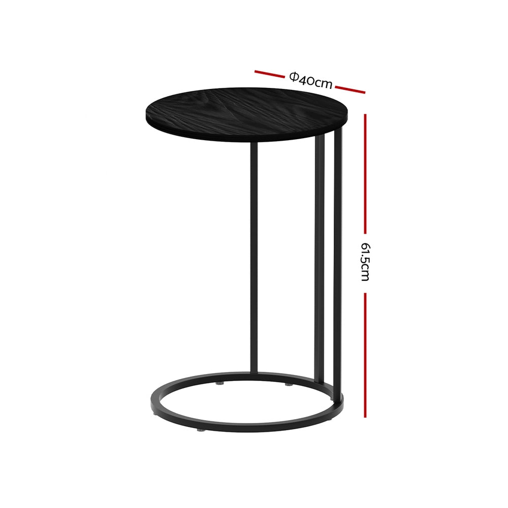 Artiss Coffee Table Side Table Round Black Martha - Cosy Abode