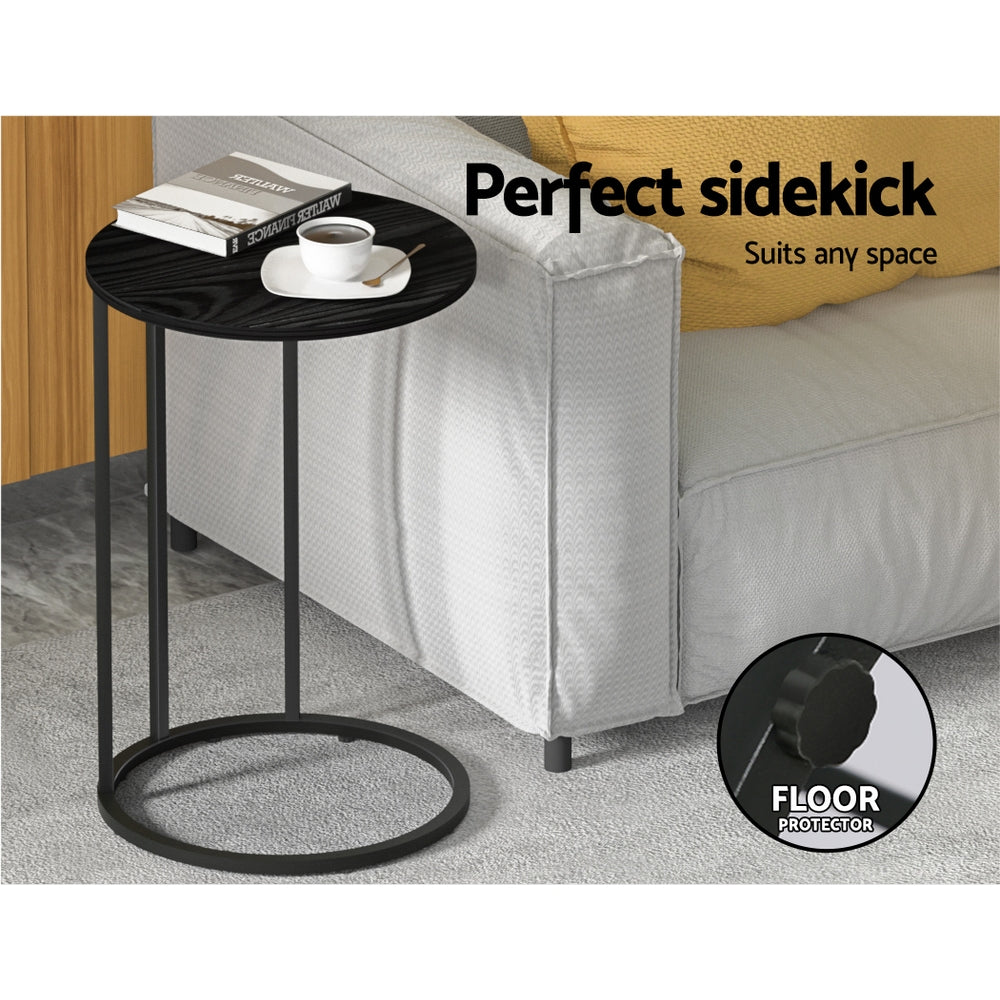 Artiss Coffee Table Side Table Round Black Martha - Cosy Abode