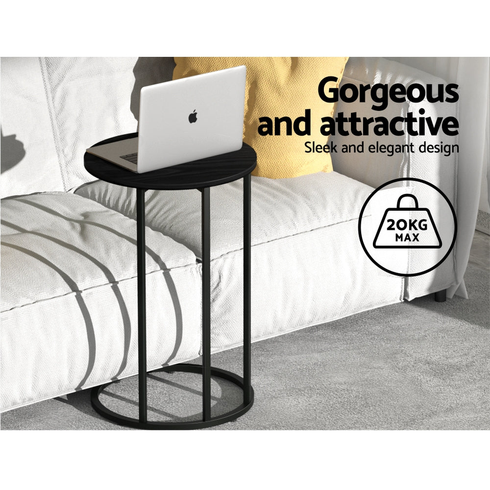 Artiss Coffee Table Side Table Round Black Martha - Cosy Abode