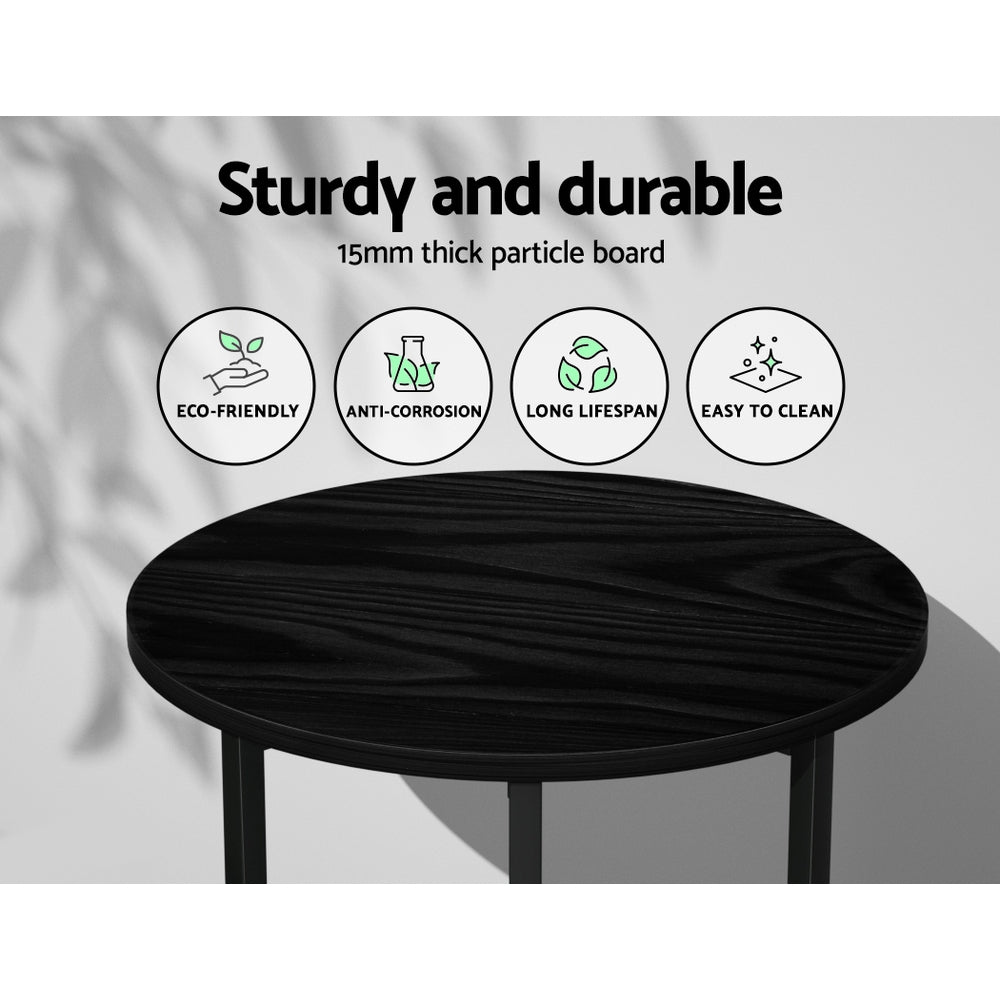 Artiss Coffee Table Side Table Round Black Martha - Cosy Abode