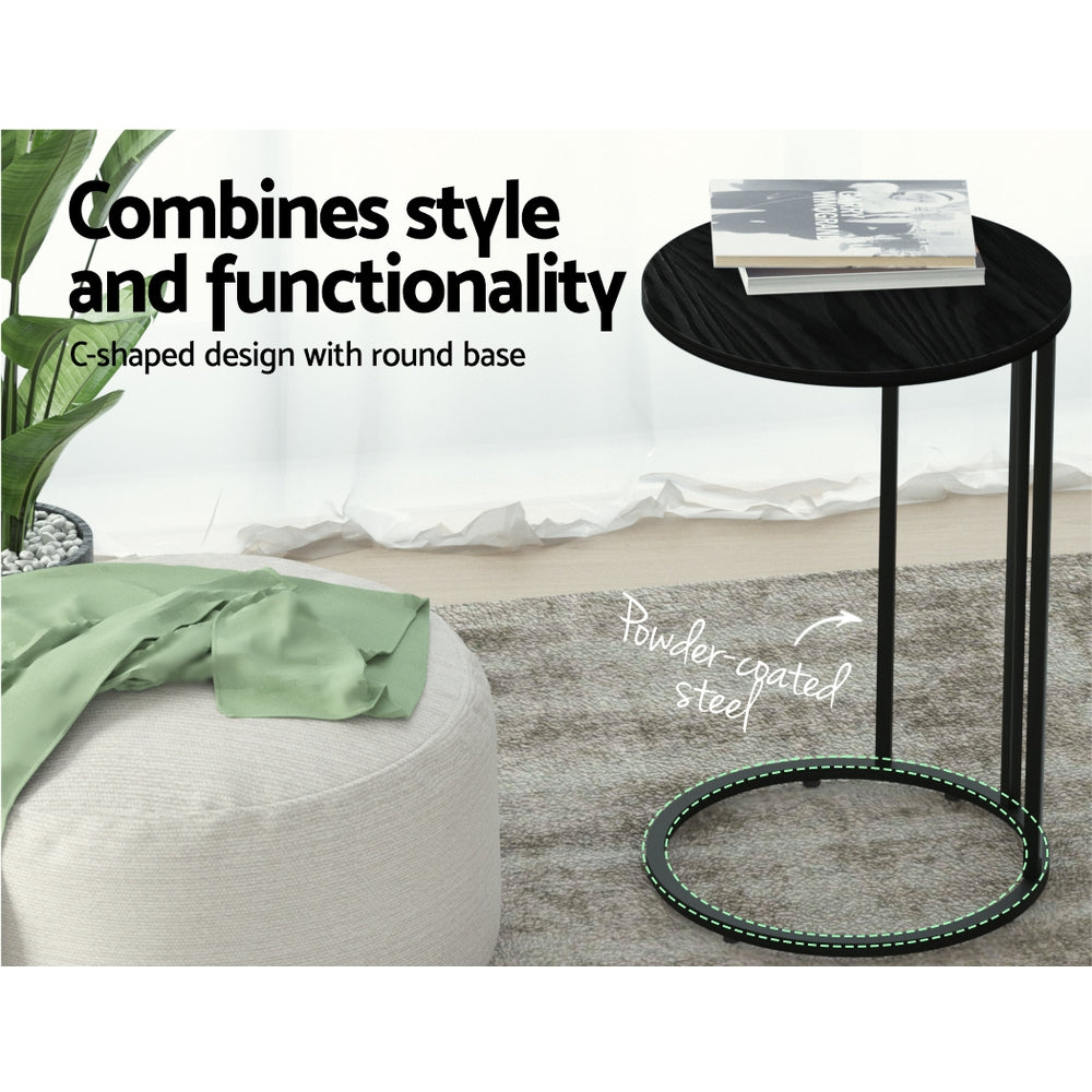 Artiss Coffee Table Side Table Round Black Martha - Cosy Abode