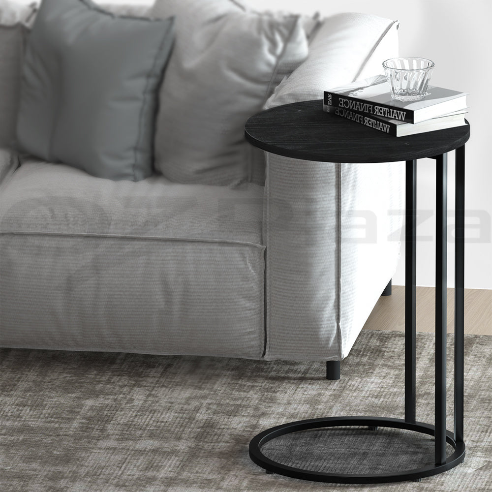Artiss Coffee Table Side Table Round Black Martha - Cosy Abode