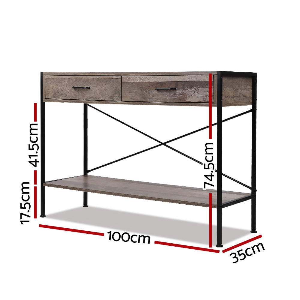 Artiss Console Table 2 Drawers Walnut Marconi - Cosy Abode