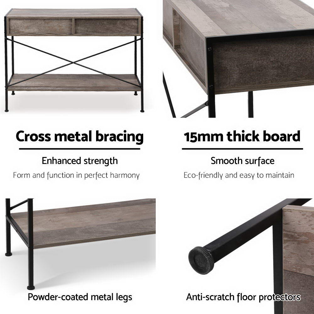 Artiss Console Table 2 Drawers Walnut Marconi - Cosy Abode
