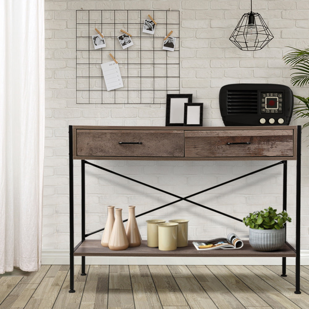 Artiss Console Table 2 Drawers Walnut Marconi - Cosy Abode