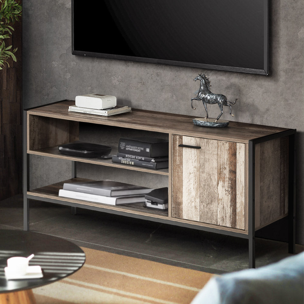 Artiss TV Cabinet Entertainment Unit Stand Storage Wood Industrial Rustic 124cm - Cosy Abode