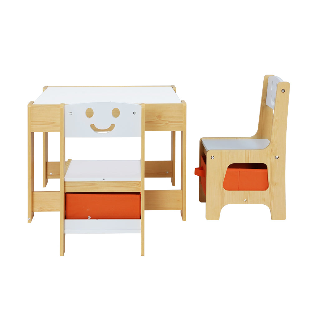 Keezi 3PCS Kids Table and Chairs Set Activity Desk Chalkboard Toys Storage Box - Cosy Abode