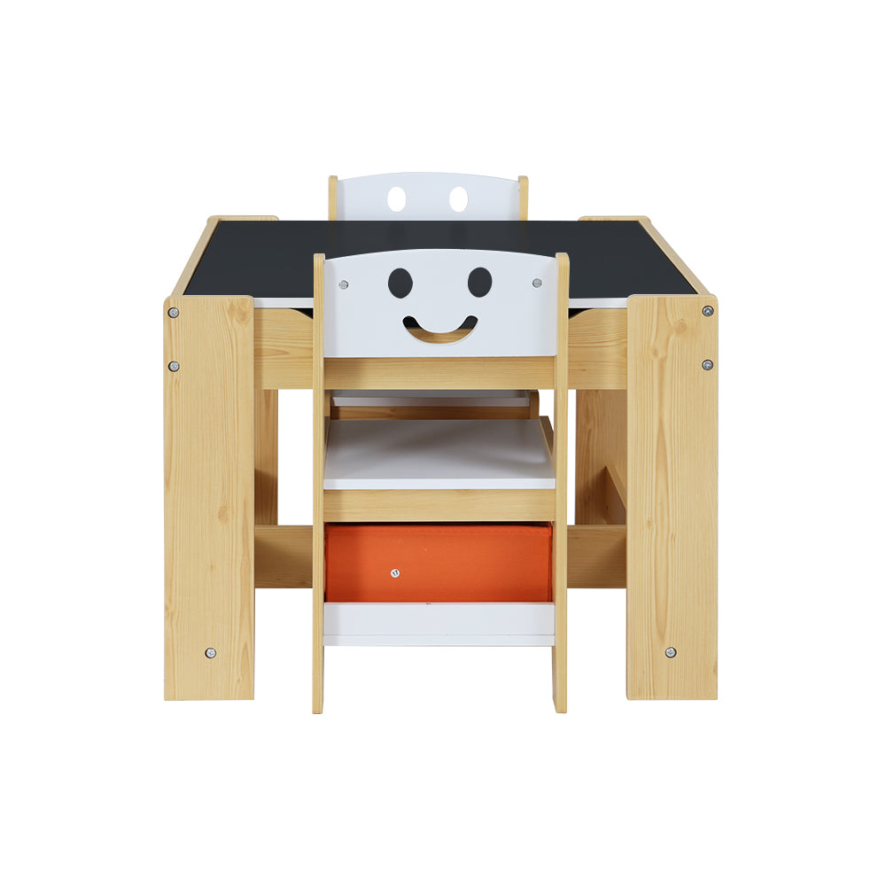Keezi 3PCS Kids Table and Chairs Set Activity Desk Chalkboard Toys Storage Box - Cosy Abode