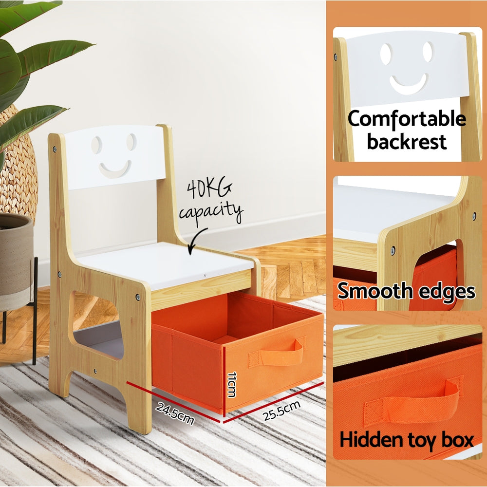 Keezi 3PCS Kids Table and Chairs Set Activity Desk Chalkboard Toys Storage Box - Cosy Abode
