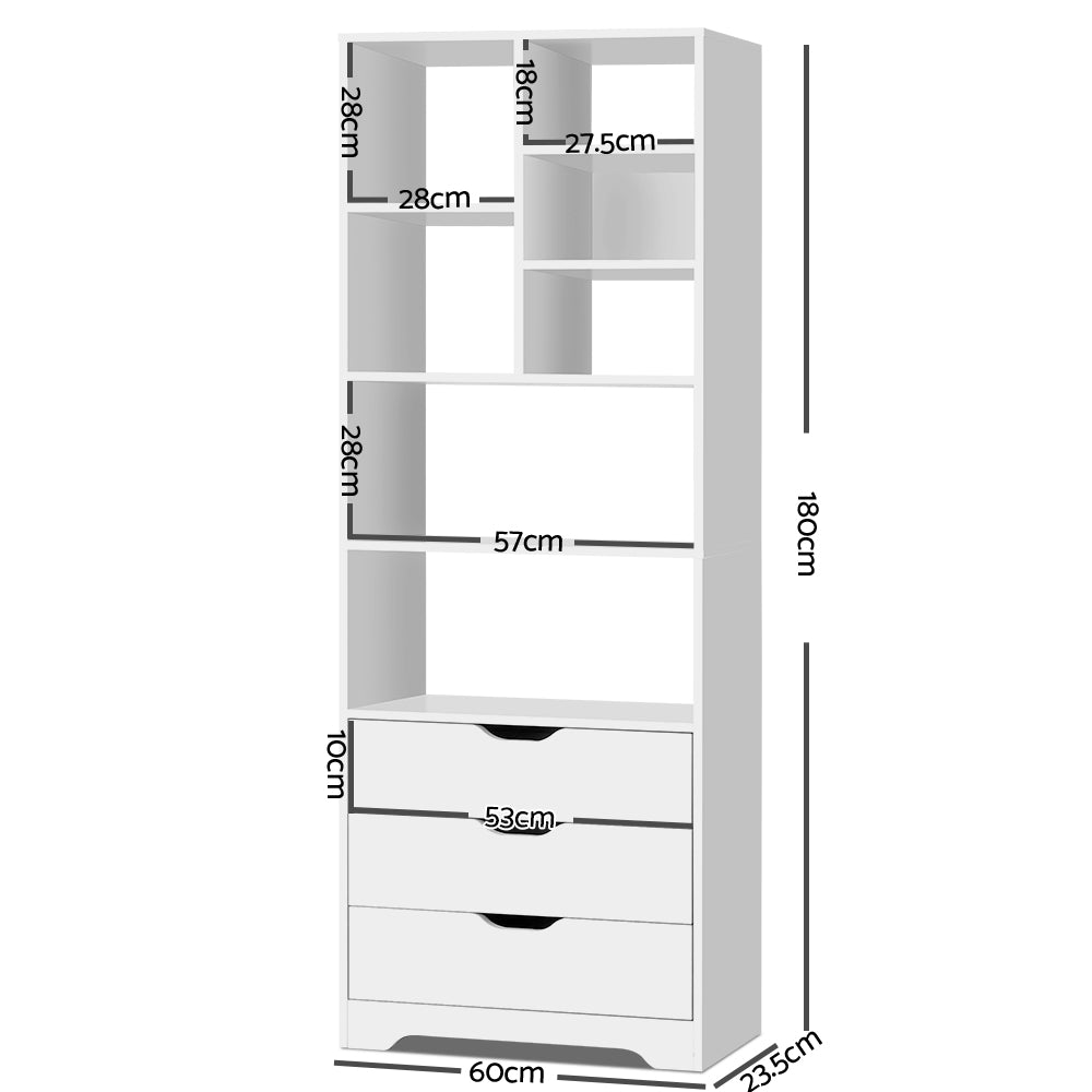 Artiss Bookshelf with Drawers - NANA White - Cosy Abode