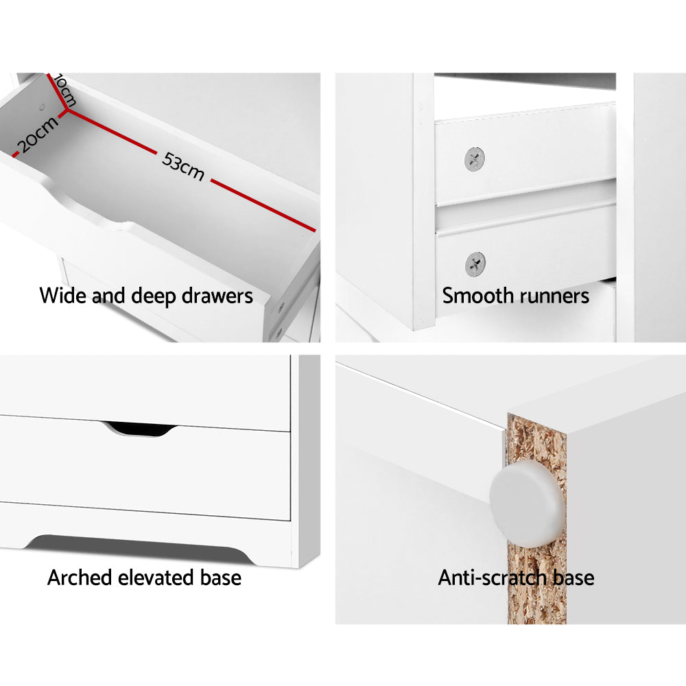 Artiss Bookshelf with Drawers - NANA White - Cosy Abode