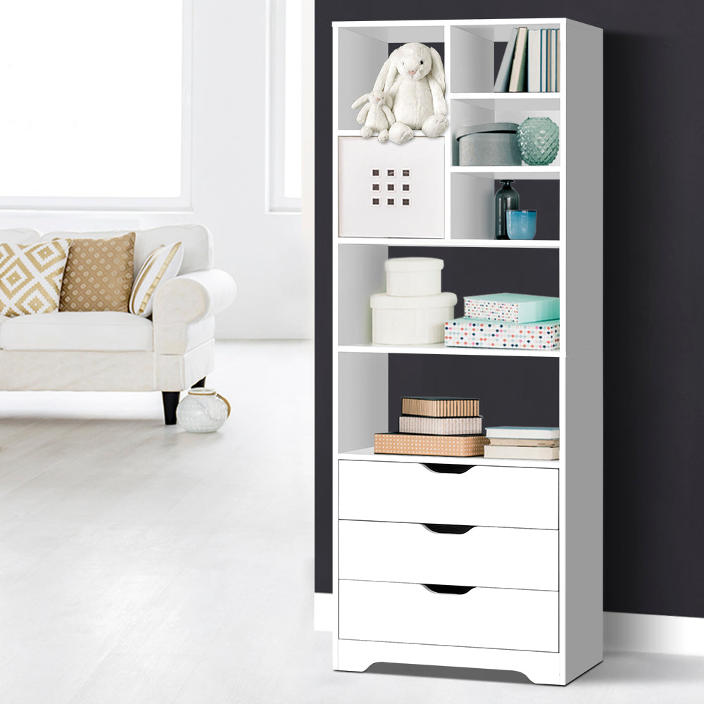 Artiss Bookshelf with Drawers - NANA White - Cosy Abode