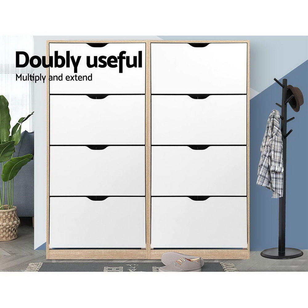 Artiss Shoe Rack Cabinet 60 Pairs 4-tier White Elen - Cosy Abode