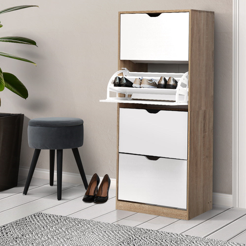 Artiss Shoe Rack Cabinet 60 Pairs 4-tier White Elen - Cosy Abode