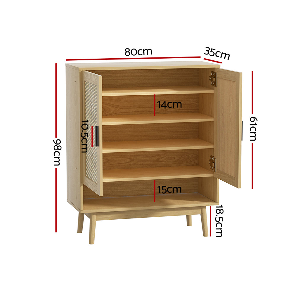 Artiss Shoe Rack Cabinet Rattan 5-tier 20 Pairs Dani - Cosy Abode