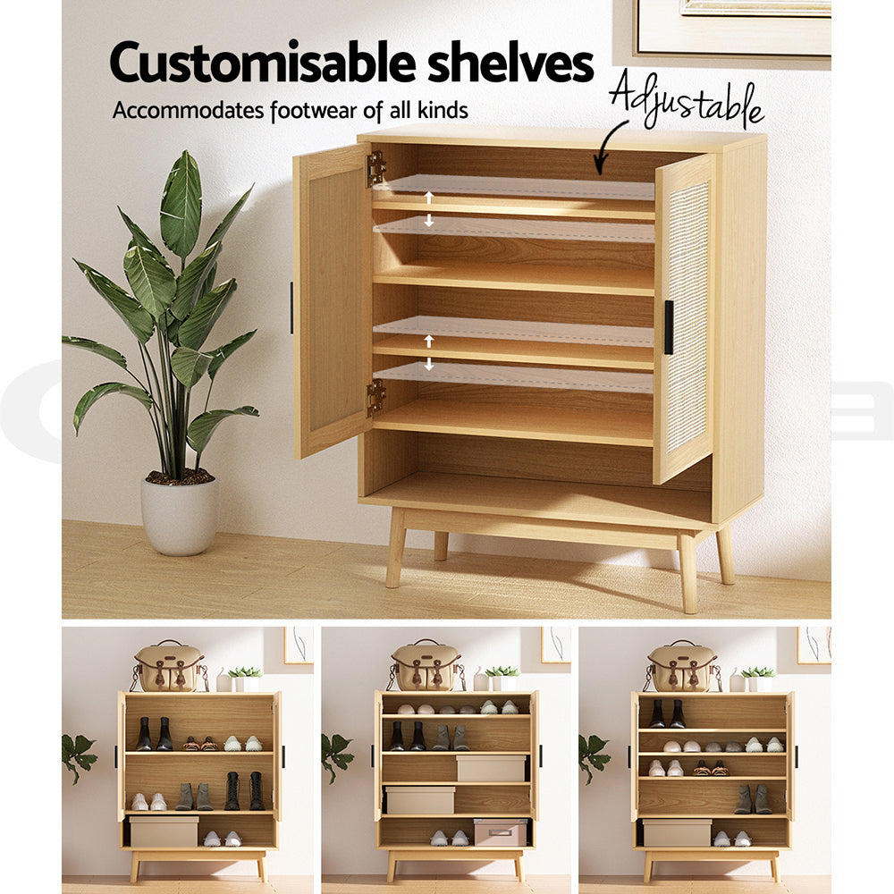Artiss Shoe Rack Cabinet Rattan 5-tier 20 Pairs Dani - Cosy Abode