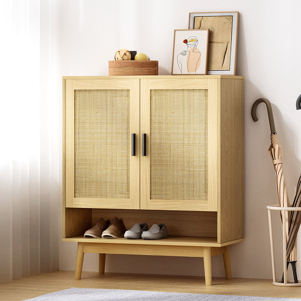 Artiss Shoe Rack Cabinet Rattan 5-tier 20 Pairs Dani - Cosy Abode
