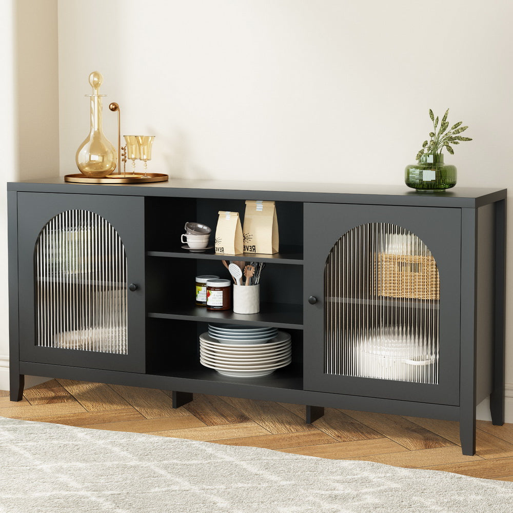Artiss Buffet Sideboard Shelves Double Doors - Black - Cosy Abode