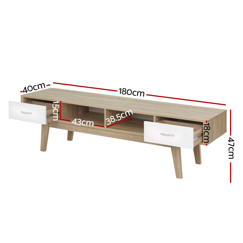 Artiss TV Cabinet Entertainment Unit 180cm Oak White Gary - Cosy Abode