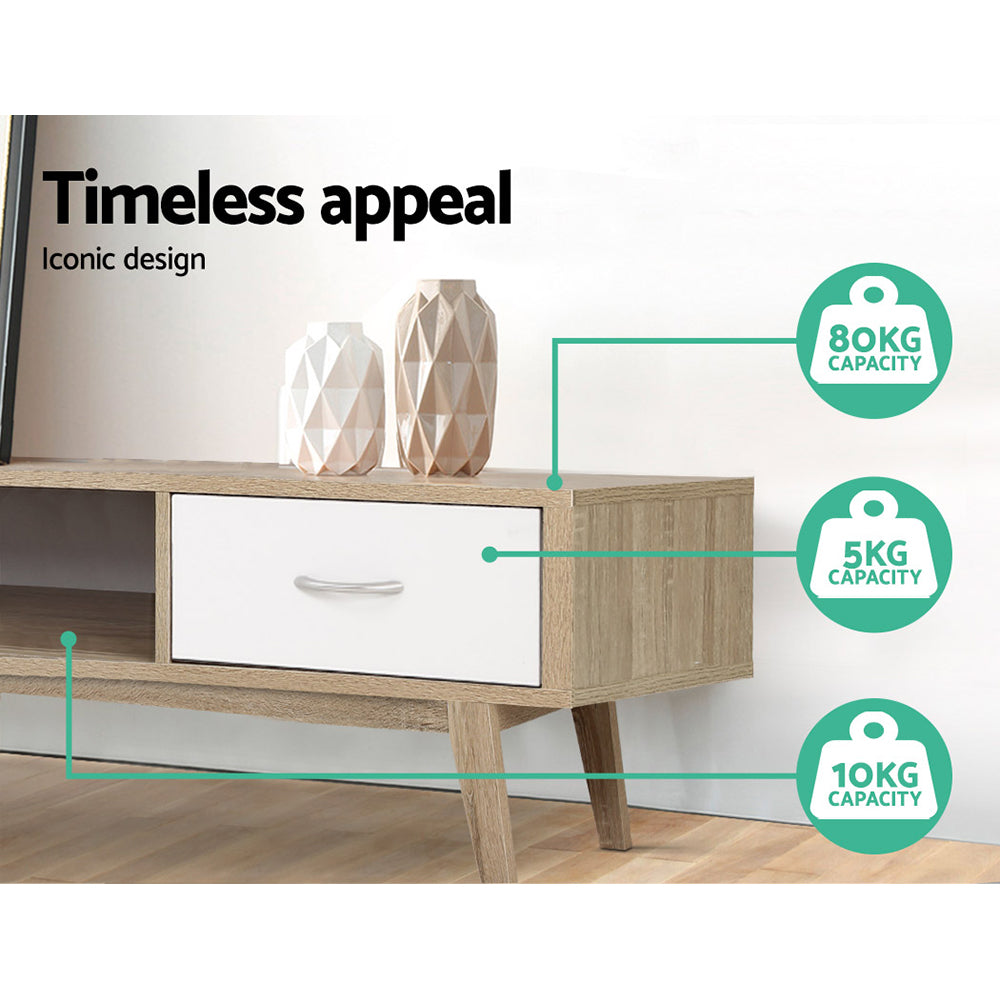 Artiss TV Cabinet Entertainment Unit 180cm Oak White Gary - Cosy Abode