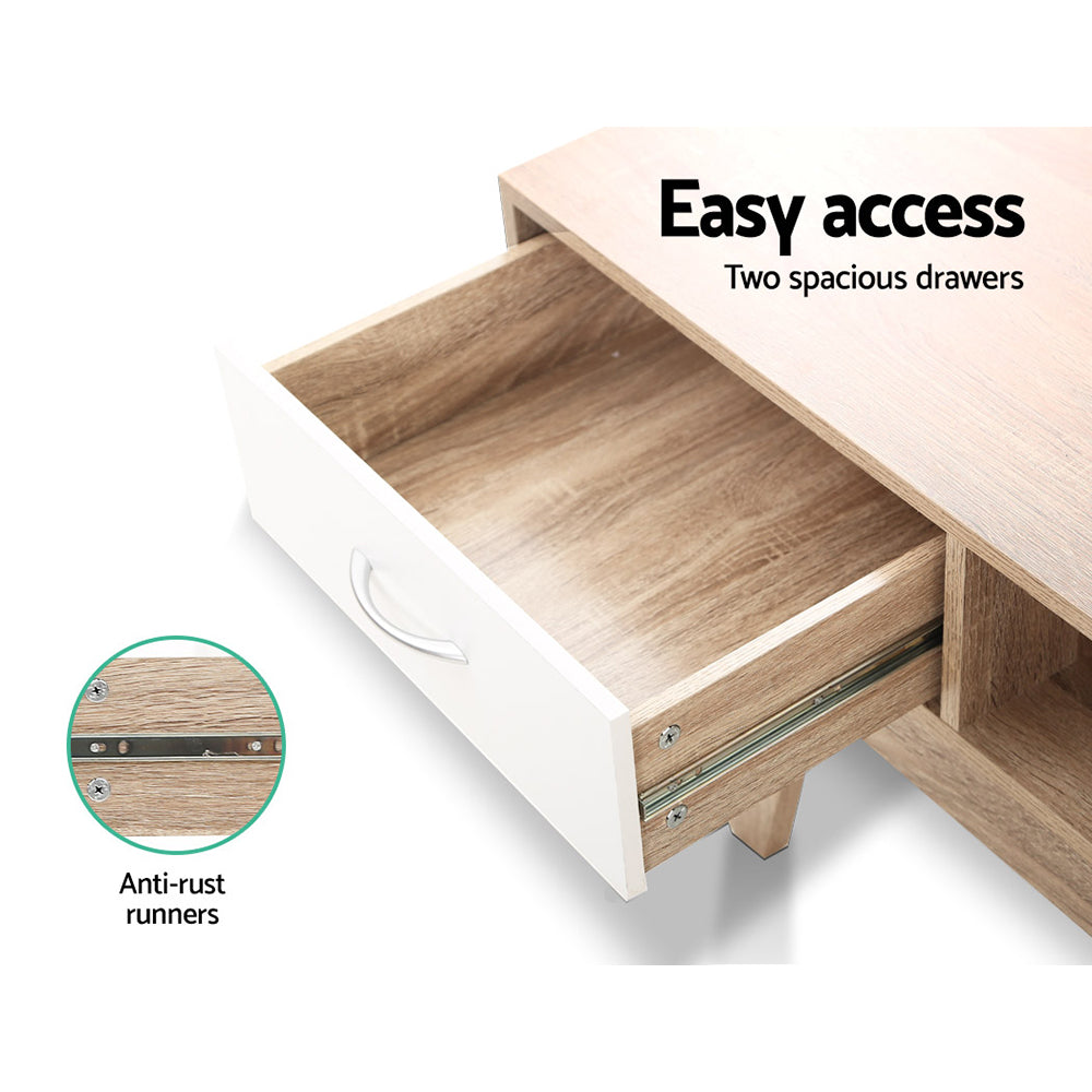 Artiss TV Cabinet Entertainment Unit 180cm Oak White Gary - Cosy Abode