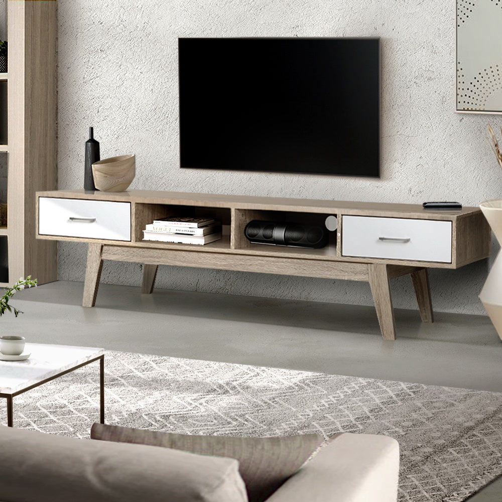 Artiss TV Cabinet Entertainment Unit 180cm Oak White Gary - Cosy Abode