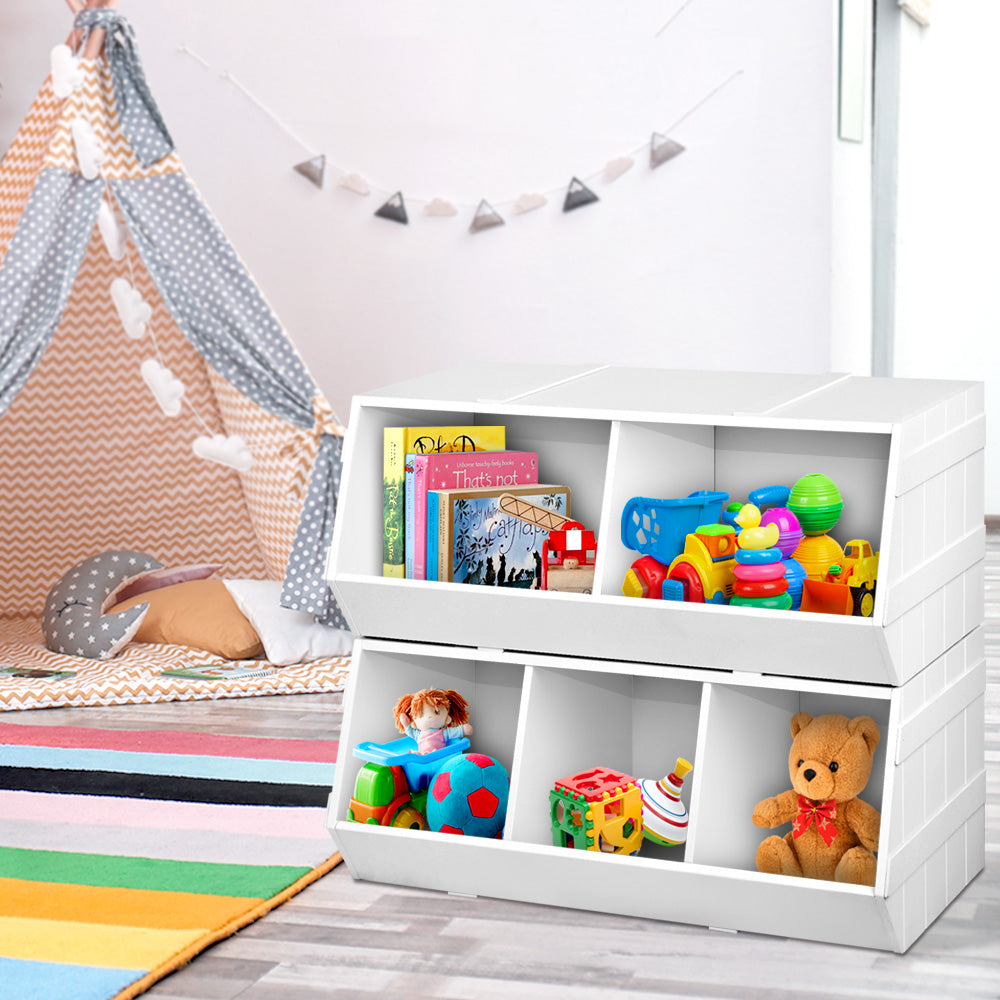 Keezi Kids Toy Box Bookshelf Storage Bookcase Organiser Display Stackable - Cosy Abode