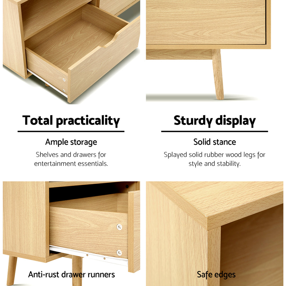 Artiss TV Cabinet Entertainment Unit 120cm Pine Ford - Cosy Abode