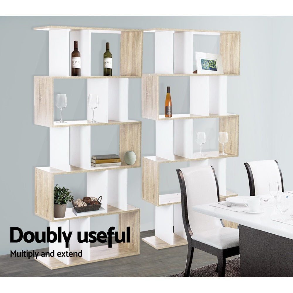 Artiss Bookshelf 5 Tiers - RITA White and Oak - Cosy Abode