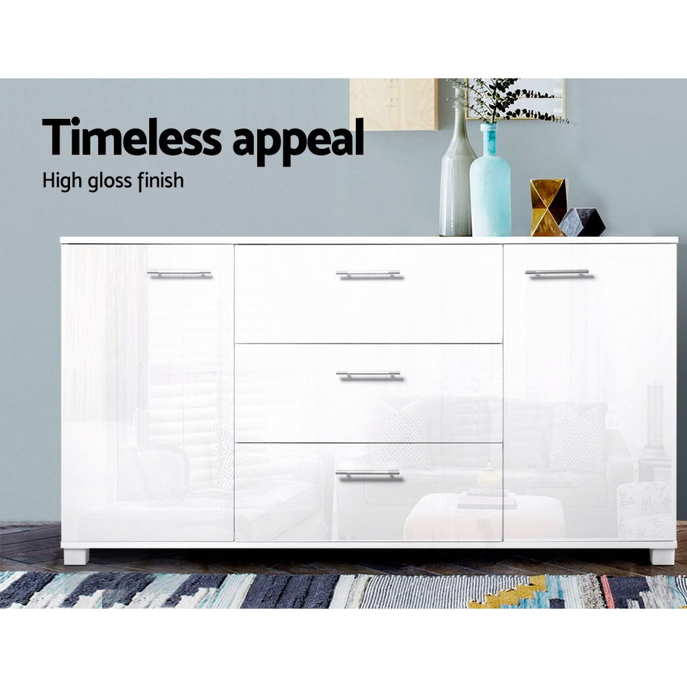 Artiss Buffet Sideboard High Gloss - White - Cosy Abode